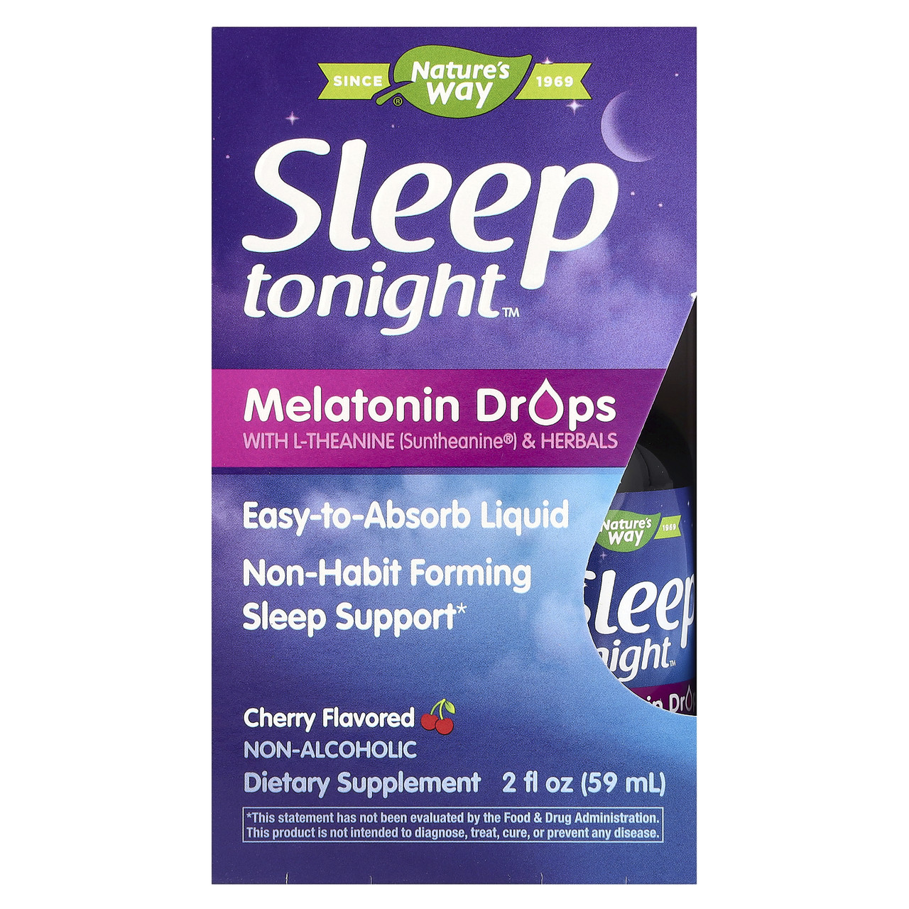 Nature's Way, Sleep Tonight, мелатониновые краплі з L-теанином і травами, вишня, 59 мл (2 рідин та си. Унції), Київ