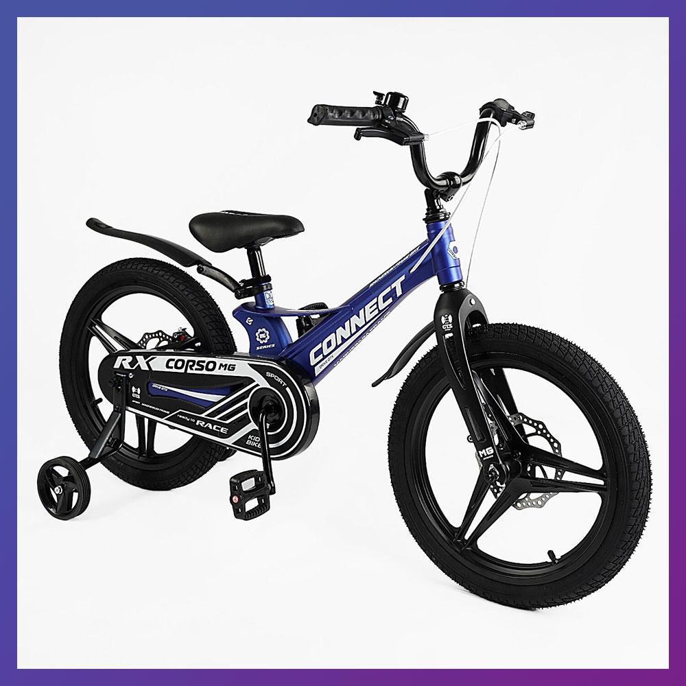 Велосипед дитячий двоколісний магнієвий Corso Connect MG-18379 18" зріст 110-130 см вік 5-8 років Синій, фото 1