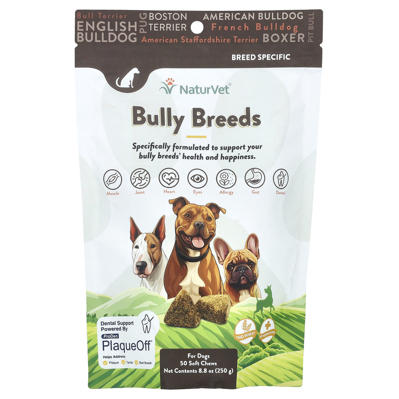 NaturVet, Bully Breeds, For Dogs, Hickory Smoked Bacon, 50 Soft Chews, 8.8 oz (250 g), Київ