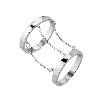 Срібна каблучка на фалангу Подвійна з трьома ланцюжками без каменів