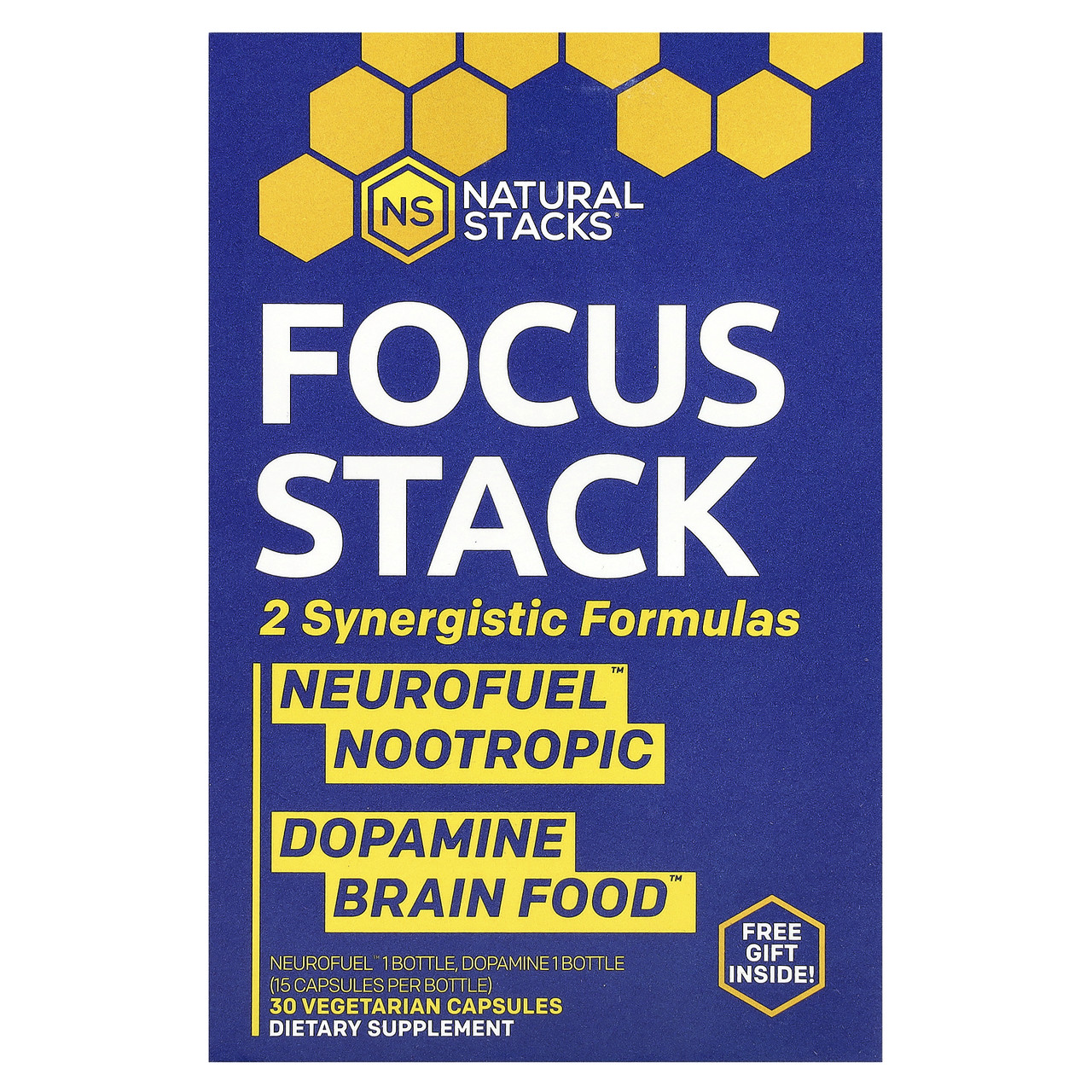Natural Stacks, Focus Stack, 2 пляшки, 15 вегетаріанських капсул у кожній, Київ
