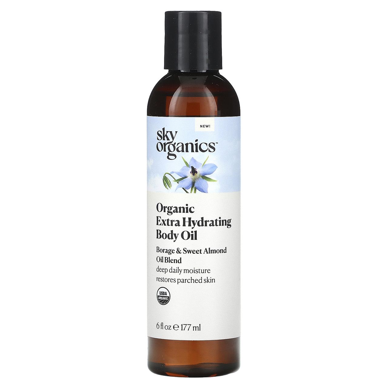 Sky Organics, Organic Extra Hydrating Body Oil, Borage & Sweet Almond Oil Blend, 6 fl oz (177 ml), Київ, фото 1