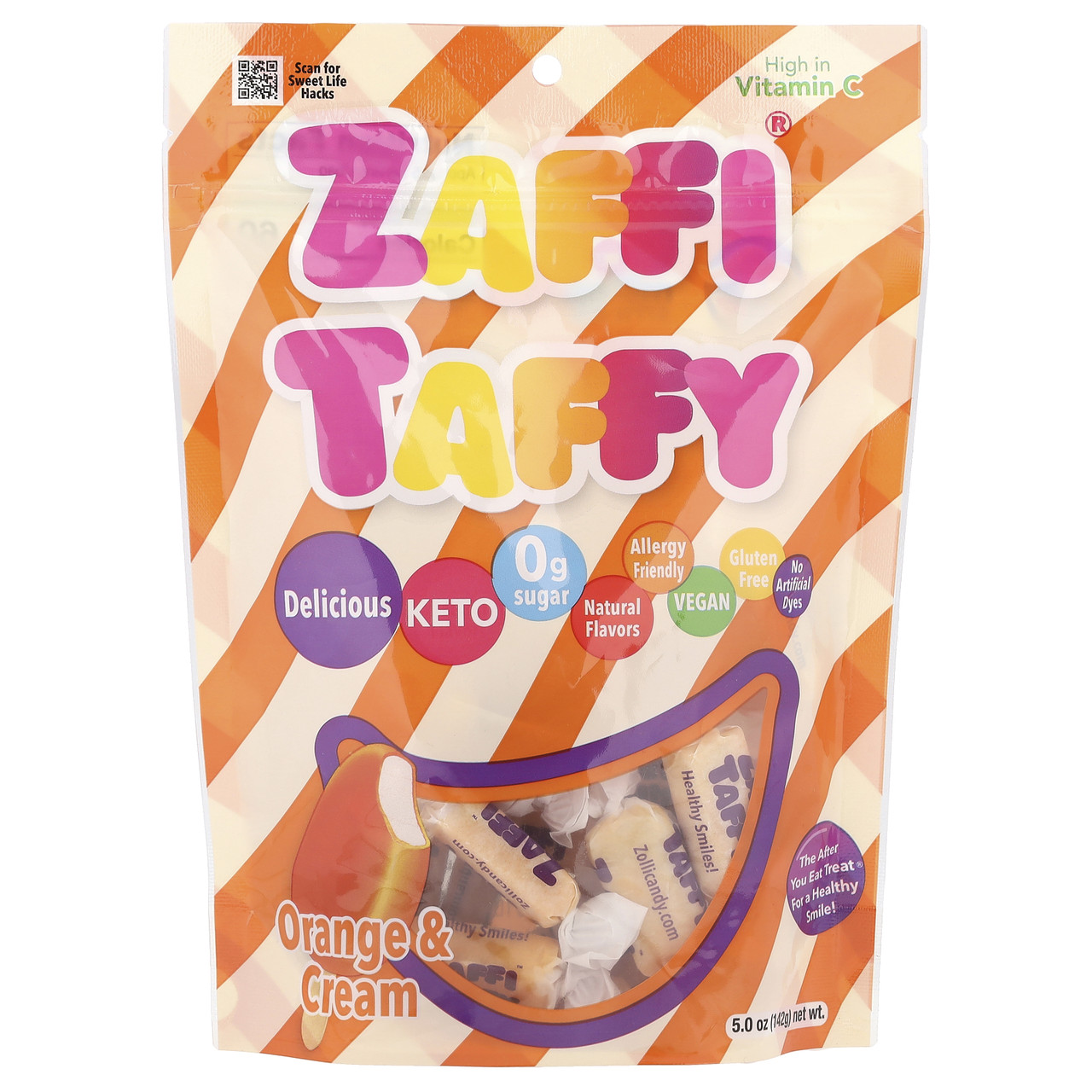 Zollipops, Zaffi® Taffy, апельсин і вершки, 142 г (5 унцій), Київ