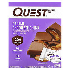 Quest Nutrition, Протеїновий батончик, шматочки карамельного шоколаду, 4 батончики, 60 г (2,12 унції), Київ