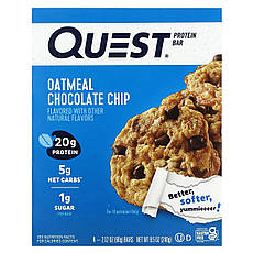 Quest Nutrition, Протеїновий батончик, вівсянка та шоколадна крихта, 4 батончики по 60 г (2,12 унції), Київ