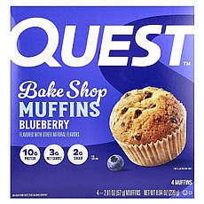 Quest Nutrition, Bake Shop, кекси, лохина, 4 пакетики, 57 г (2,01 унції), Київ