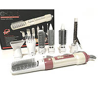 Фен Для Волосся Стайлер З Насадками Gemei 7 В 1 Фен-стайлер Рожевий Жіночий Денвер