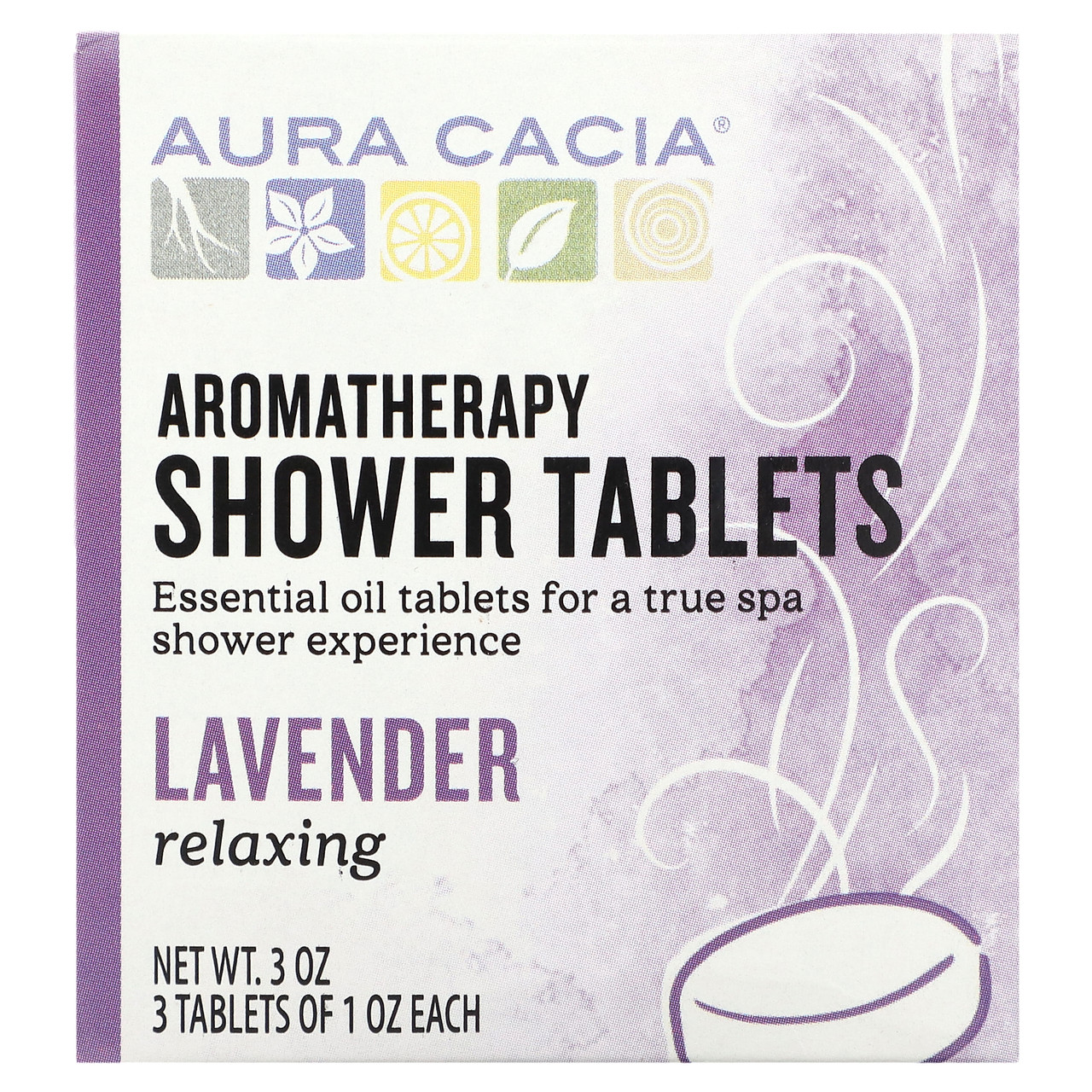 Aura Cacia, Ароматерапевтичні таблетки для душу, розслаблювальна лаванда, 3 таблетки по 1 унції, Київ, фото 1