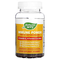 Nature's Way, Immune Power, суміш потрійної дії, полуниця й апельсин, 90 жувальних таблеток, Київ