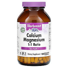 Bluebonnet Nutrition, Кальцій і магній у співвідношенні 1: 1, 180 рослинних капсул, Київ