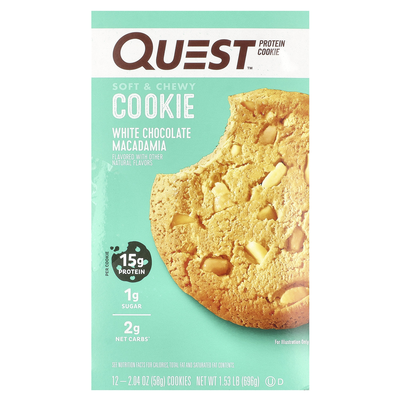 Quest Nutrition, Protein Cookie, білий шоколад і макадамія, 12 печінки, 58 г (2,04 унції), Київ