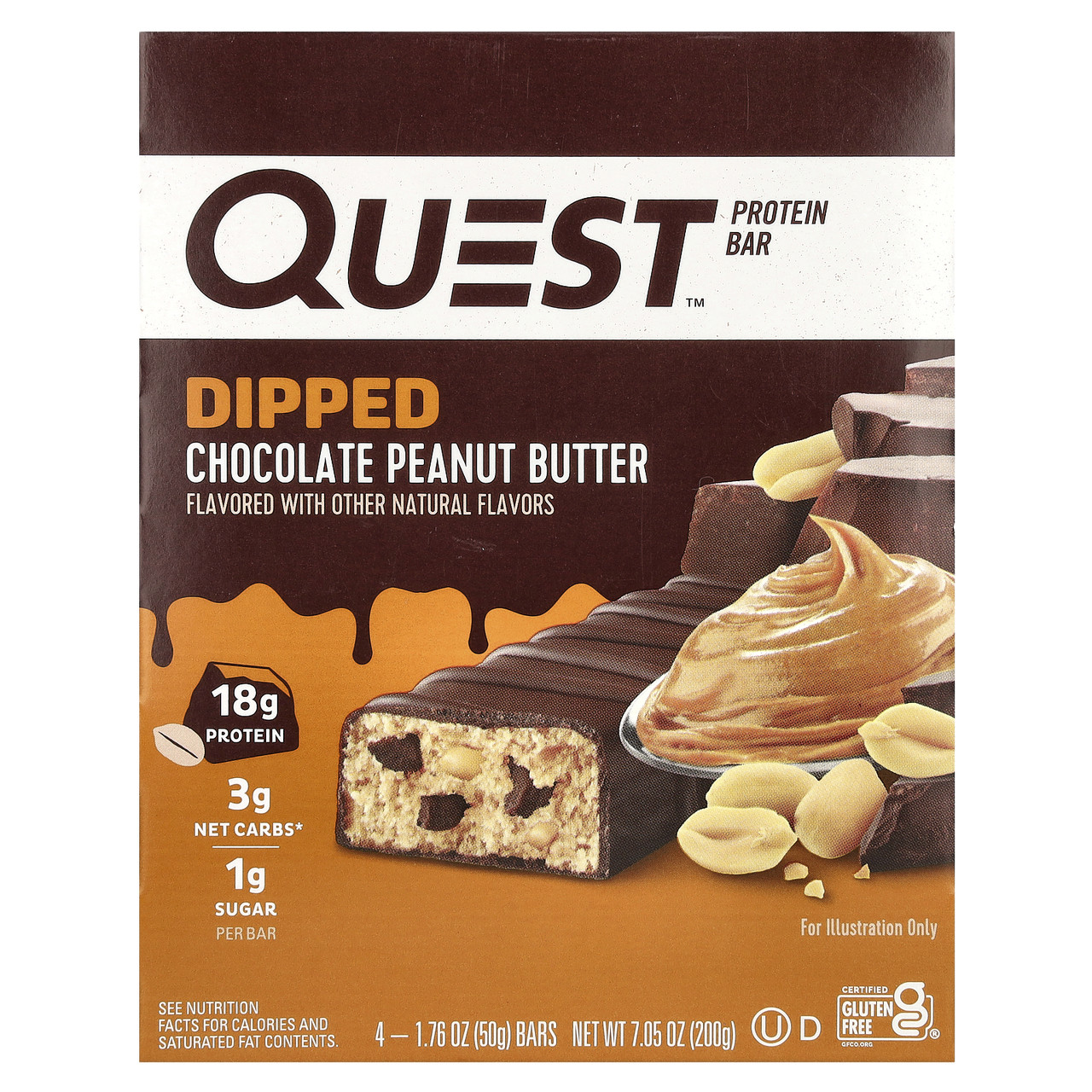 Quest Nutrition, Протеїновий батончик, шоколадний батончик з арахісовою пастою, 4 батончики, 50 г (1,76 унції), Київ