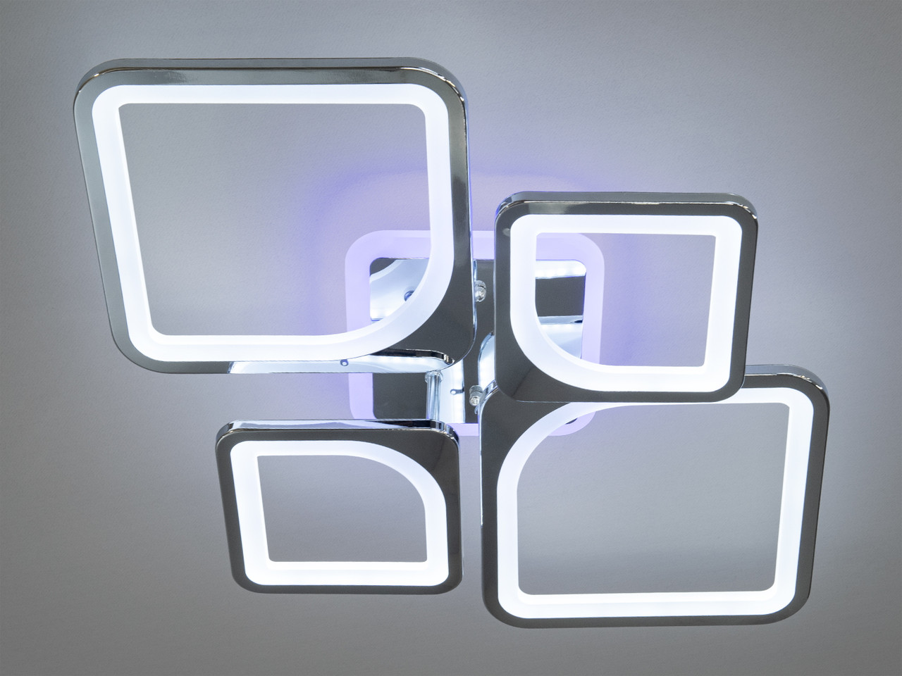 Люстра з пультом, LED-підсвіткою і димером, колір хром, 85 W на 12 м2 8060-2+2HR-LS