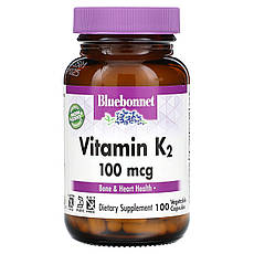 Bluebonnet Nutrition, вітамін K2, 100 мкг, 100 рослинних капсул, Київ