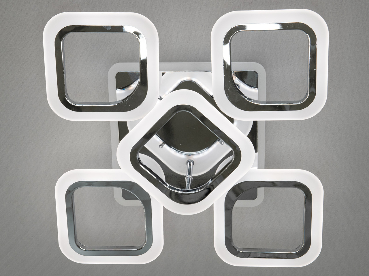 Стельова люстра з пультом і LED-підсвіткою, колір хром, 80 W на 12 кв.м AS8060-4+1HR-LS