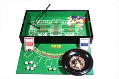 Набір Рулетка мініпокер з фішками Duke колода карт 54 шт., 100 фішок, 3 різних сукна (38-2820))