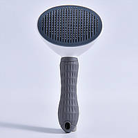 Щітка пуходерка для котів та собак для догляду за вовною та підшерстком 11х19 см сіра