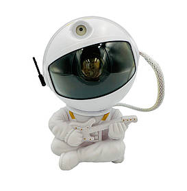 Лазерний нічник-проєктор "Астронавт, що сидить із гітарою" — лазер "Зоряне небо" з пультом Білий