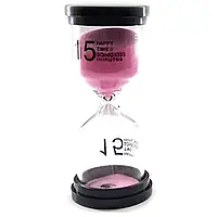 Годинник пісочний None на 15 хвилин 10.5х4.5х4.5 см Рожевий пісок (DN32216C)