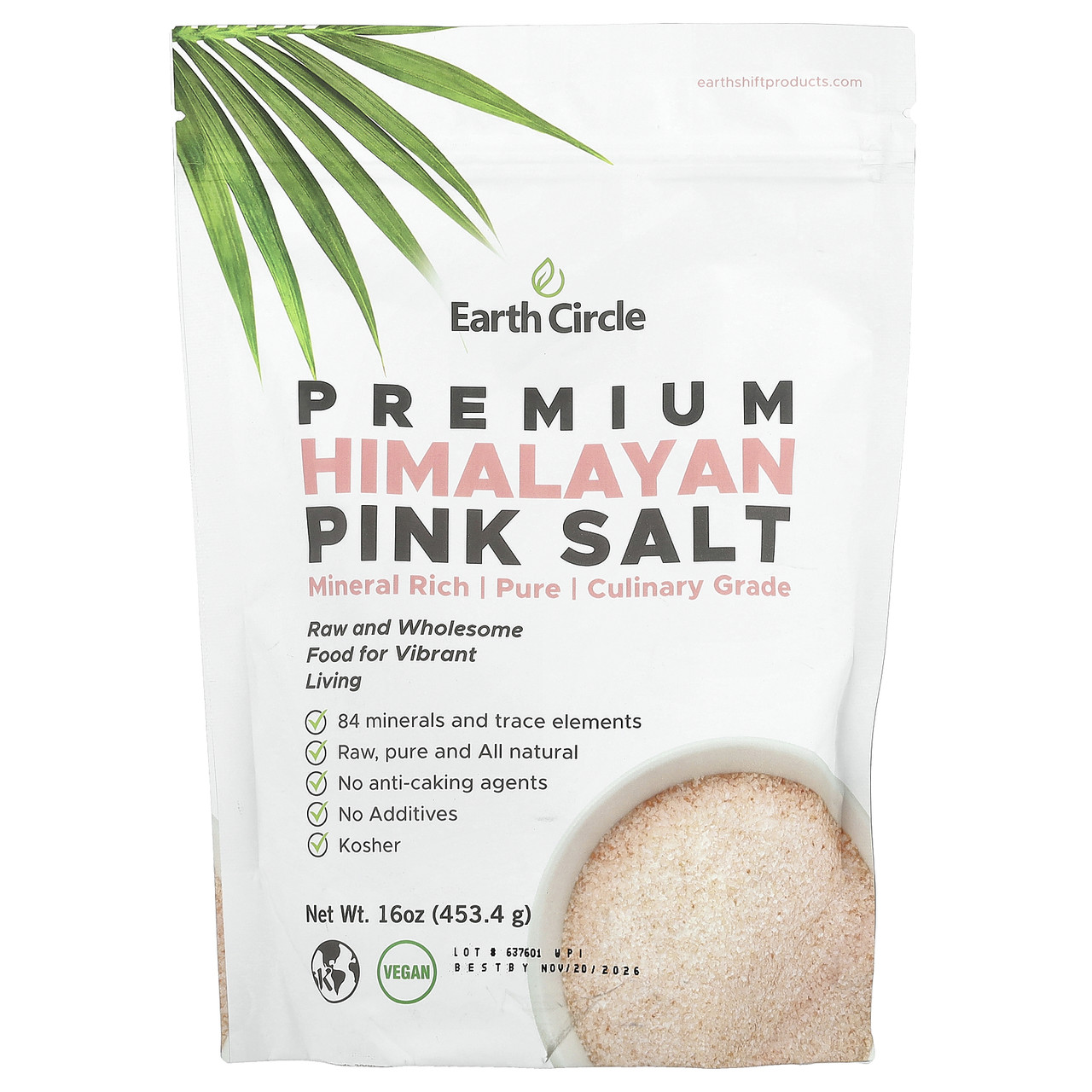 Earth Circle Organics, кристали гімалайської солі, дрібна фракція, 454 г (16 унций) EOR-01006, Київ
