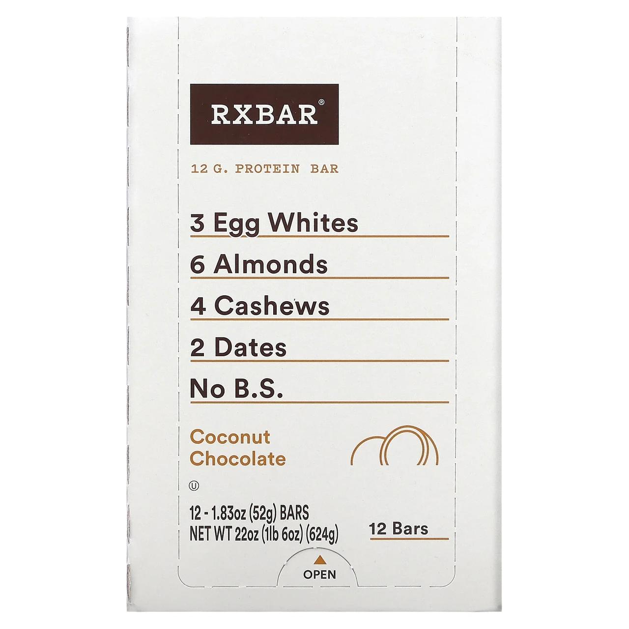 RXBAR, Protein Bar, Coconut Chocolate, 12 Bars, 1.83 oz (52 g) Each, Київ