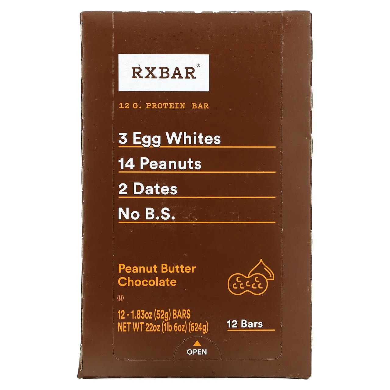 RXBAR, Protein Bar, шоколад з арахісовим маслом, 12 батончиків, 52 г (1,83 унції) RXB-00471, Київ