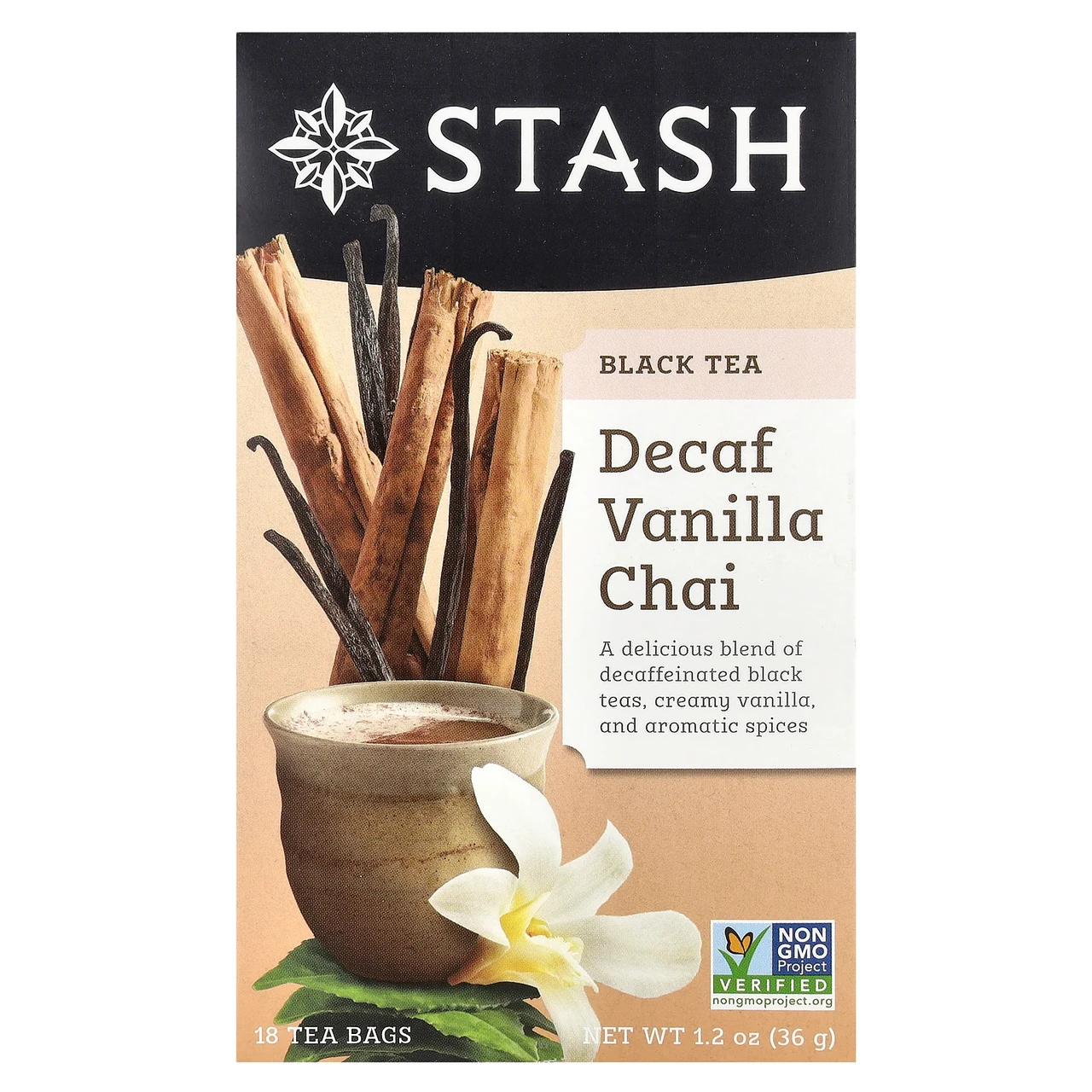 Stash Tea, Black Tea, чай без кофеїну і ваніль, 18 чайних пакетиків, 36 г (1,2 унції) STA-08269, Київ
