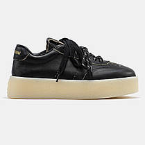 Жіночі Кросівки Miu Miu Leather Sneakers Platform Black / Міу Міу Лезер Снікерс Платформ Чорні, фото 3