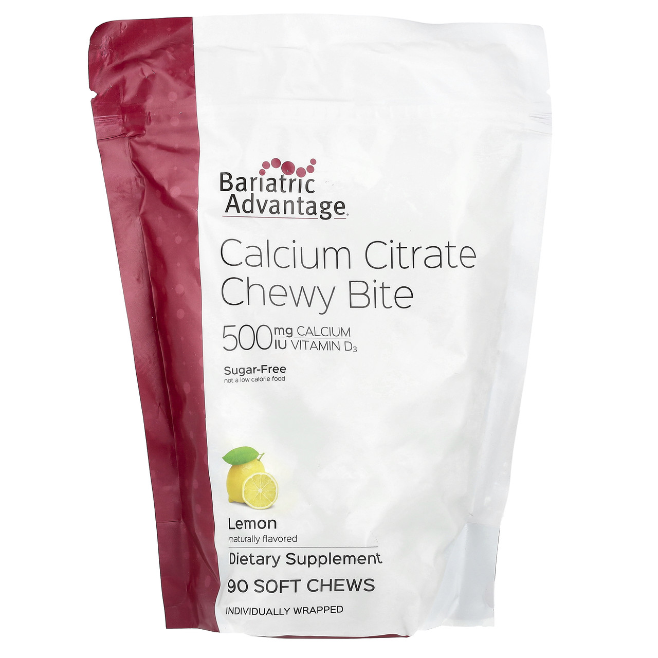 Bariatric Advantage, Chewy Bite з цитратом кальцію, без цукру, лимон, 90 жувальних таблеток, Київ