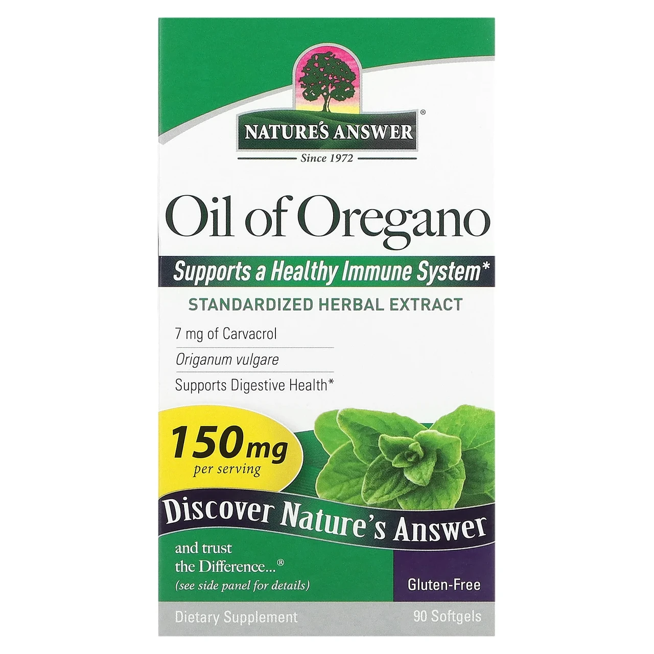 Nature's Answer, Масло орегано, материнки звичайної, 150 мг, 90 м'яких желатинових капсул, Київ