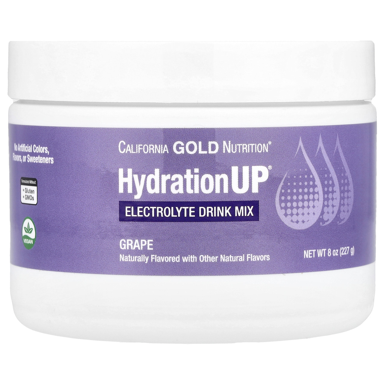 California Gold Nutriion, HydreationUP, порошок для приготування електричного напою, виноград, 227 г, Київ, фото 1
