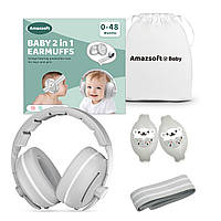 Навушники дитячі універсальні протишумні 2 в 1 для малюків до 48 місяців, колір: Сірий