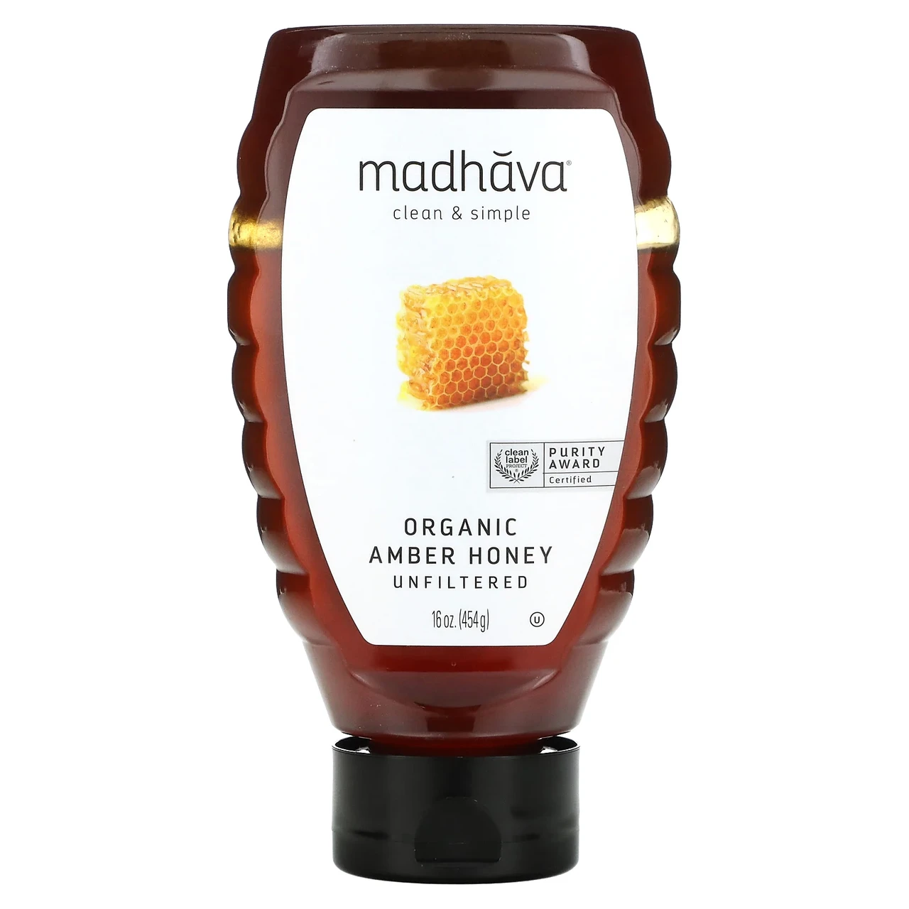 Madhava Natural Sweeteners, органічний бурштиновий мед, нефільтрований, 454 р (16 унцій), Київ, фото 1