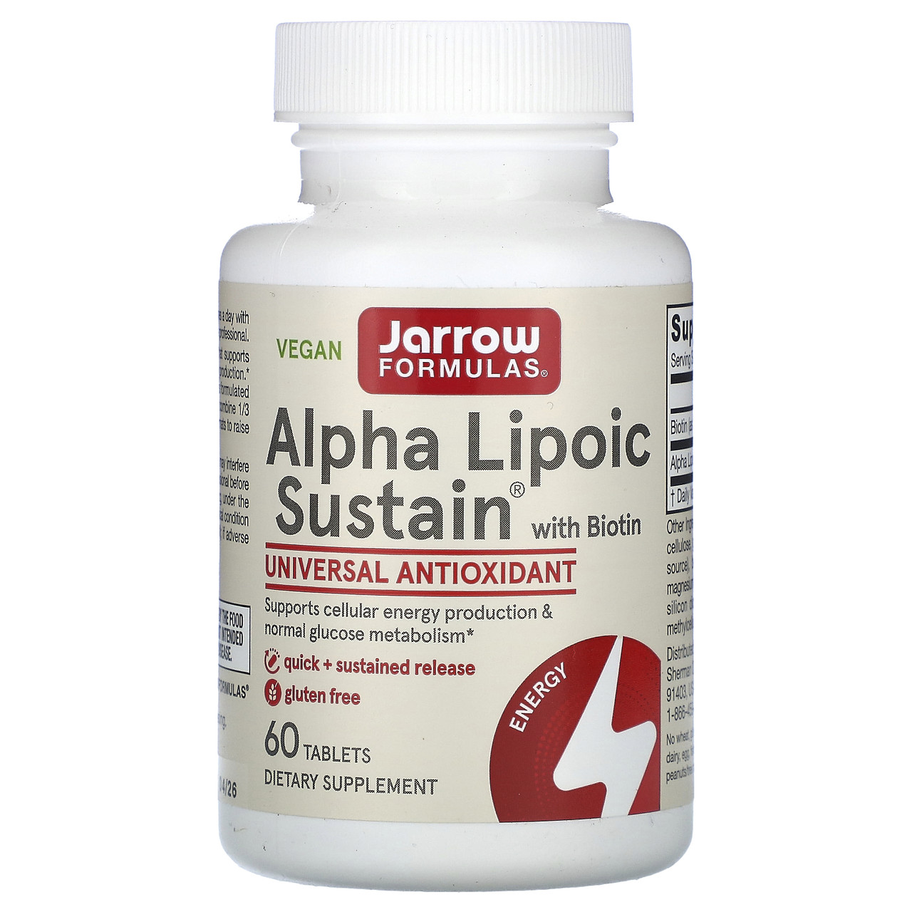 Jarrow Formulas, Alpha Lipoic Sustain, альфа-ліповая кислота з біотином, 300 мг, 60 таблеток, Київ