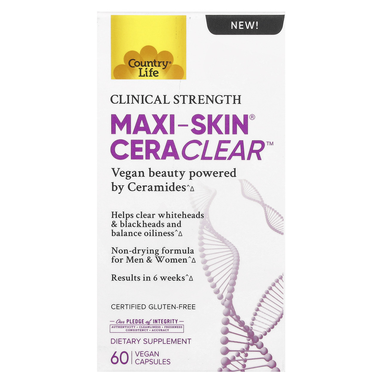 Country Life, Maxi-Skin Cera Clear, 60 капсул веганских, Київ