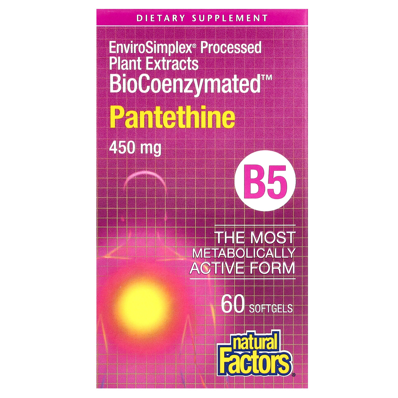 Natural Factors, BioCoenzymated, B5, пантетин, 450 мг, 60 капсул Київ, Київ, фото 1