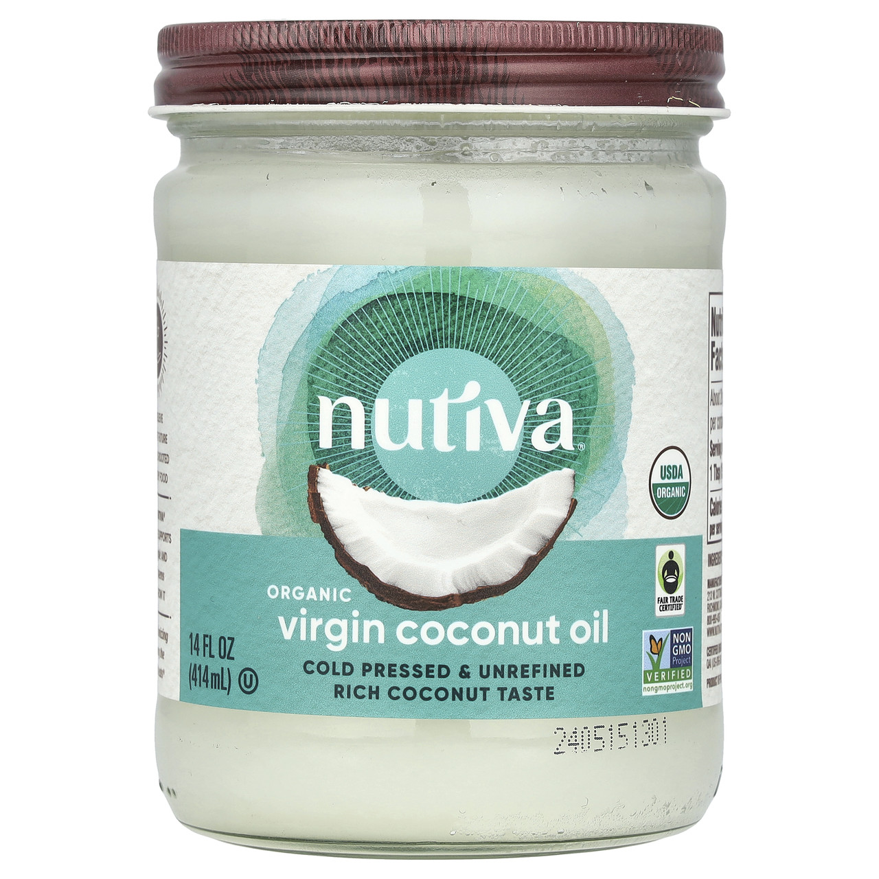 Nutiva, Органічний суперпродукт, кокосове масло, Virgin, 15 рідкої унції (444 мл), Київ