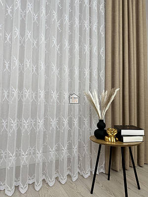 Тканина для тюлю з лляною ниткою з вишитим візерунком, лт32 білий