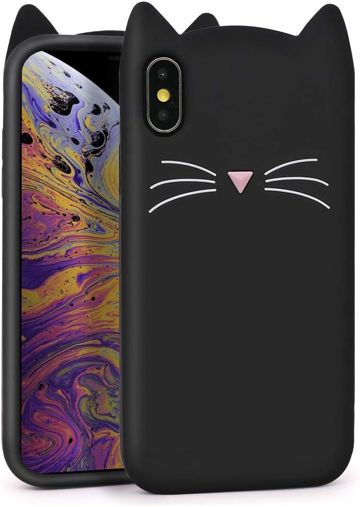 Силіконовий чохол для iPhone XS Max — 3D Cat (Кіт з вусами), Чорний