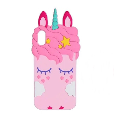 Силіконовий чохол для iPhone XS/X — 3D Sleep Unicorn (Єдиноріг), Рожевий
