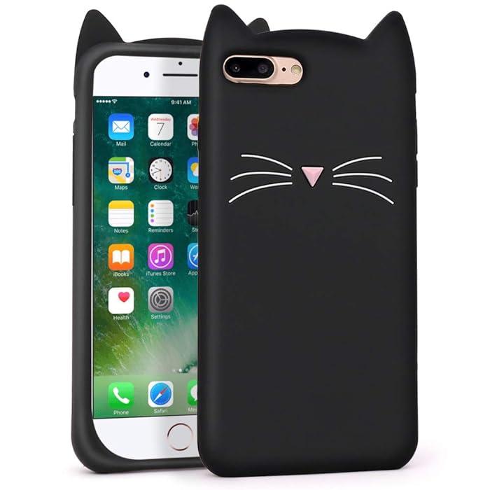 Силіконовий чохол для iPhone 8 Plus / 7 Plus — 3D Cat (Кіт з вусами), Чорний