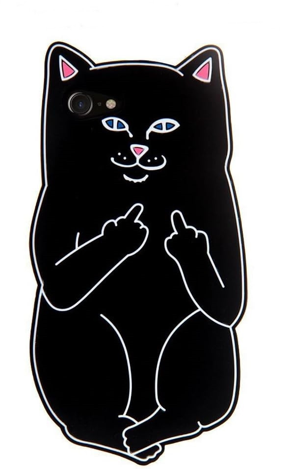 Силіконовий чохол для iPhone SE 2022/2020/8/7 — 3D Cat F**k, Чорний