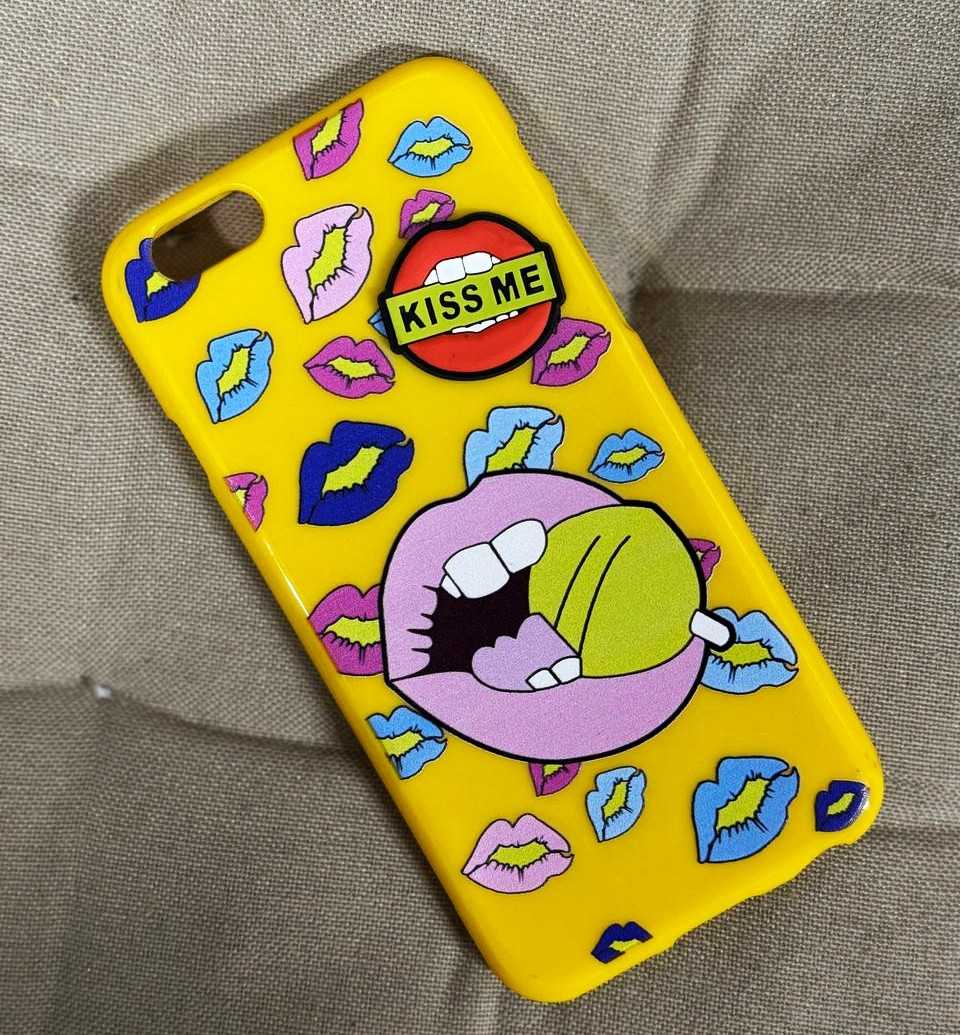 Силіконовий чохол для iPhone 6S/6 — Kiss Me, Жовтий
