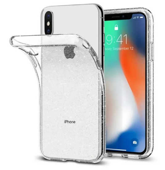 Силіконовий чохол для iPhone XS Max — Glitter з блискітками, Прозорий