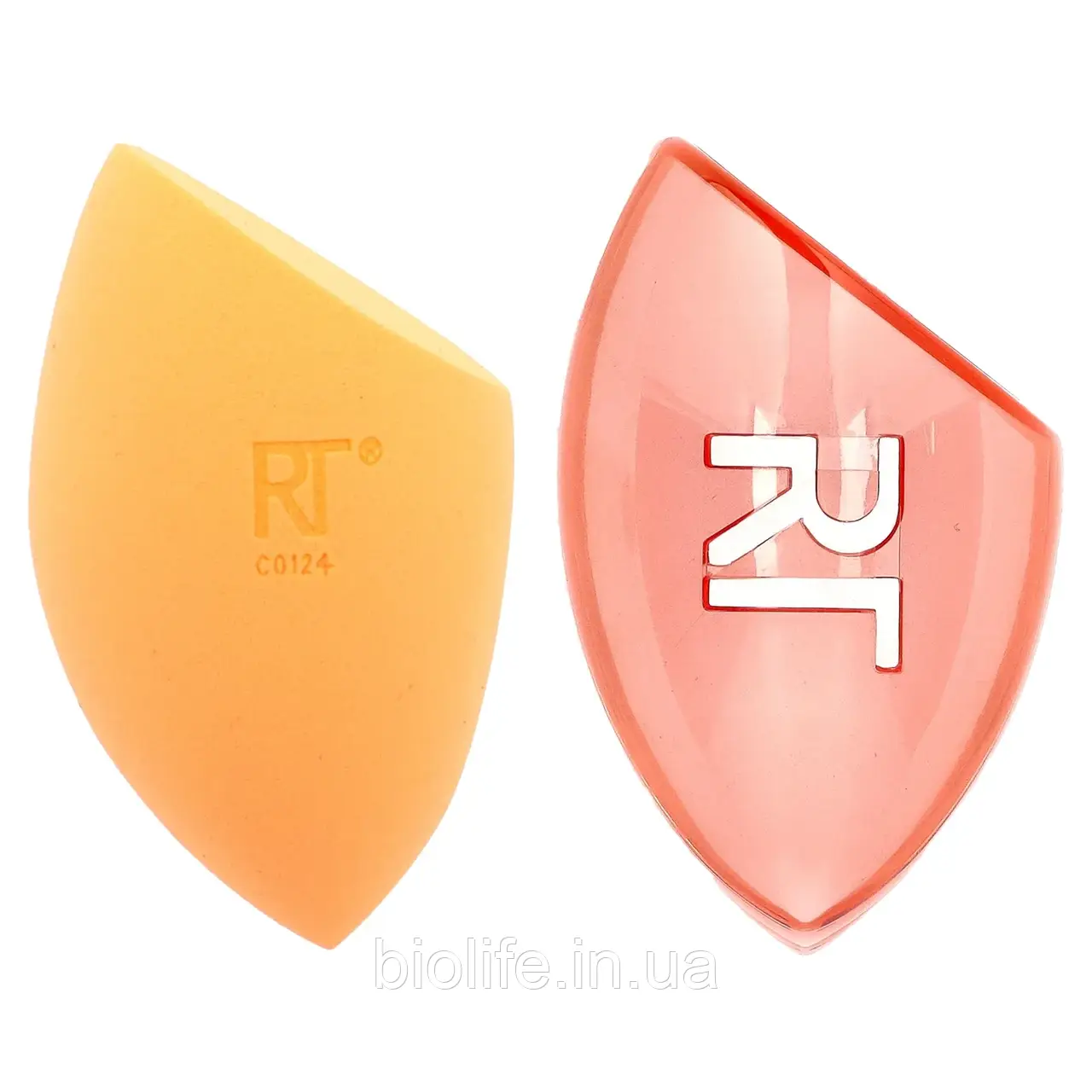 Real Techniques, Спонж для ідеального кольору обличчя + контейнер для спонжа для поїздок, комплект із 2 штук оригінал, фото 1