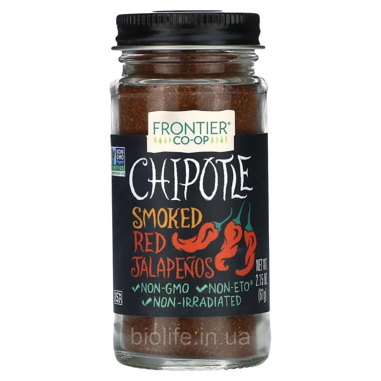 Frontier Co-op, Chipotle, копчений червоний перець халапеньйо, 61 г (2,15 унції) оригінал, фото 1