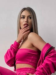 Жіночий молодіжний велюровий бандо топ без бретелей