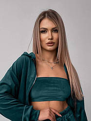 Жіночий молодіжний велюровий бандо топ без бретелей