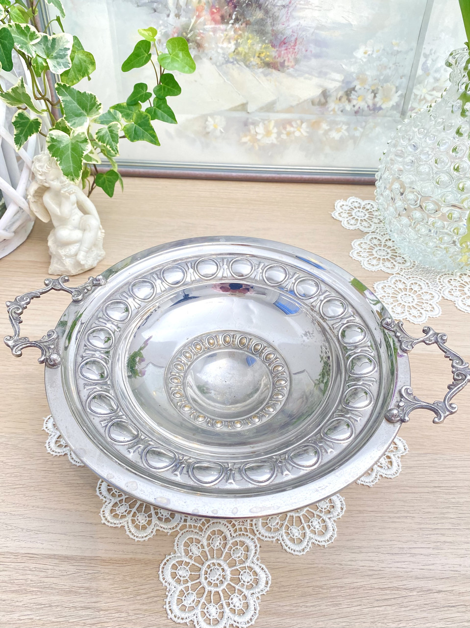 Вінтажна посріблена ваза для фруктів, фруктівниця на ніжці, сріблення, Німеччина,, фото 1