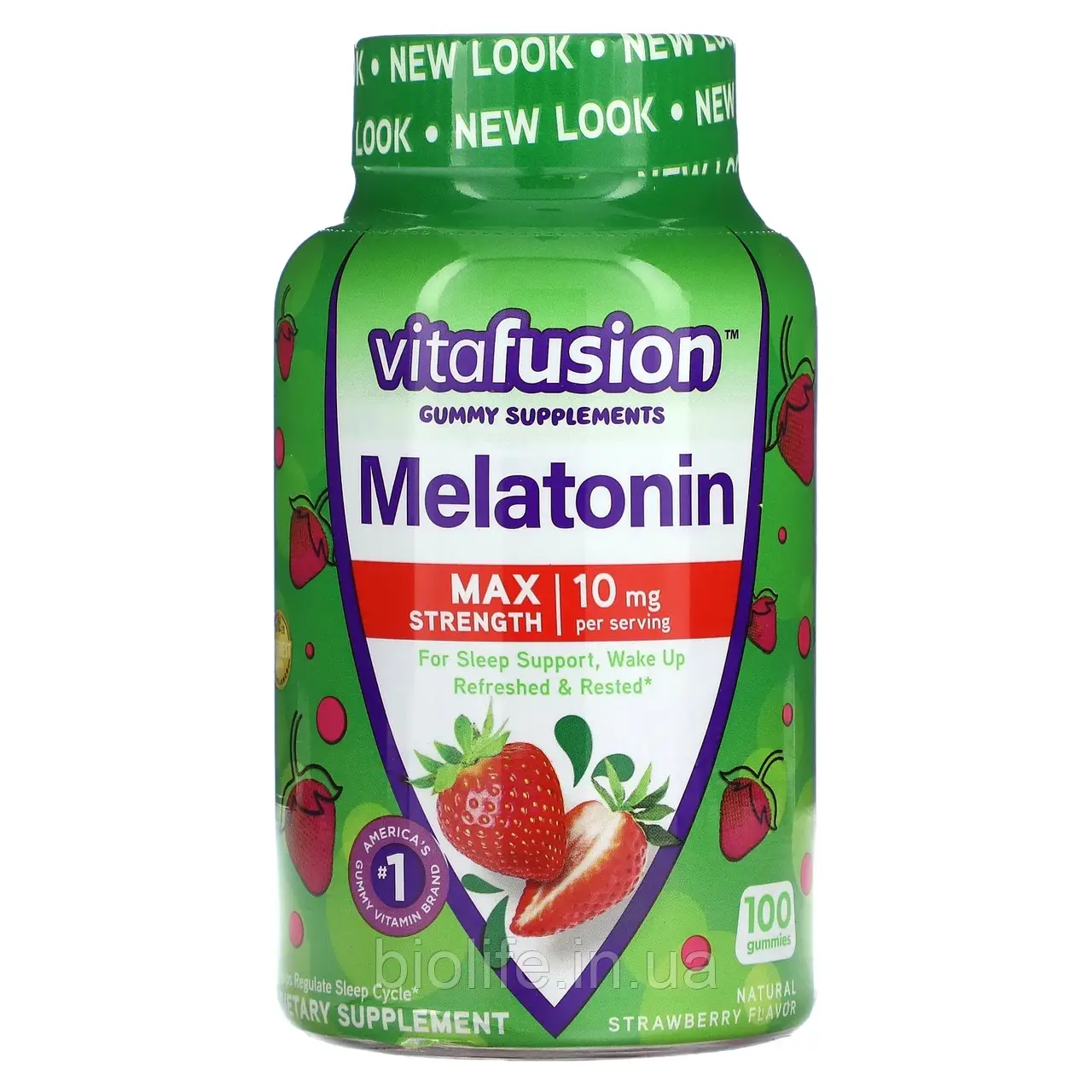 VitaFusion, Мелатонін максимальної сили дії, натуральний полуничний ароматизатор, 5 мг, 100 жувальних оригінал, фото 1